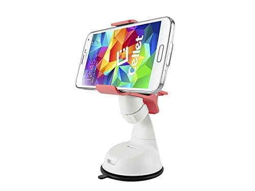 Alcatel Idol CyonGear Dashboard/Windshield Car Mount Holder with Sticky Pad for Phones up to 4.3 Inches Wide - Pink w/Red Rubber Grip