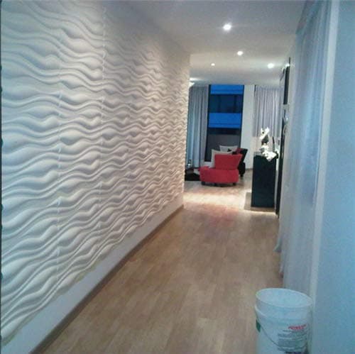 Art3d Decorative 3D Wall Panels Big Wave Deisgn, 31.5"x24.6" Matt White (Plant Fiber-3)