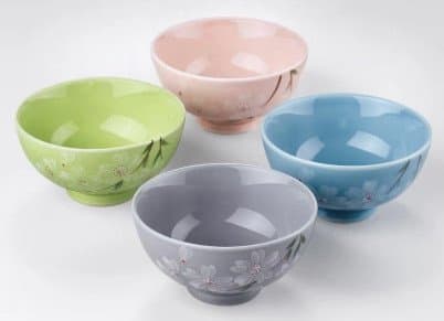 JustNile 4 Piece Floral Design Rice Bowl Set
