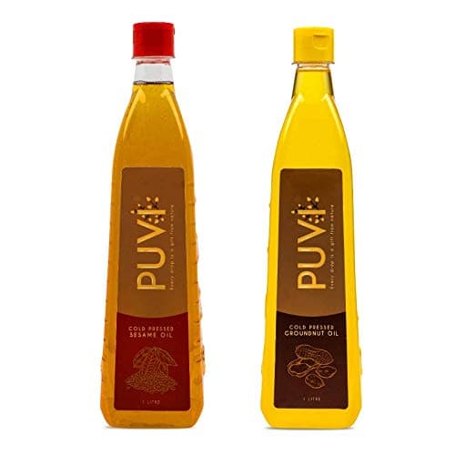 - Puvi 2L Cold Pressed Oil Combo - Groundnut & Sesame 1 Litre Each