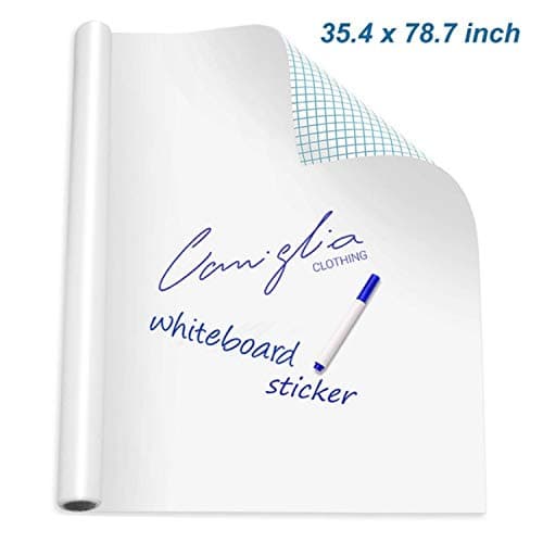 TOPtoper Extra Large Dry Erase Board 35.4 × 78.7 Inch Self-Adhesive Whiteboard Sticker Wall Decal Paper Whiteboard Surface for Kids, Office, Home and School (White, 35.4 × 78.7 Inch)