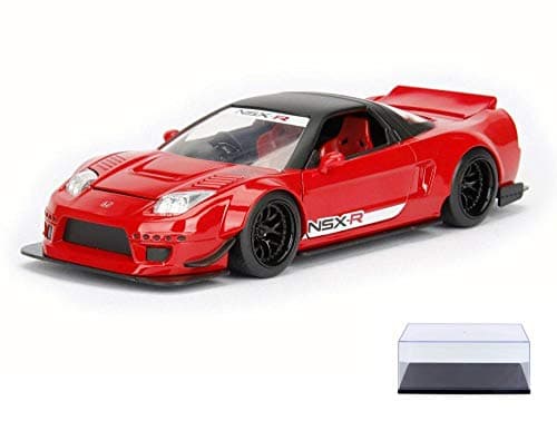 Diecast Car & Display Case Package - 2002 Honda NSX Type-R Japan Spec Wide Body, Candy Apple Red - Jada 98555DP1 - 1/24 Scale Diecast Model Toy Car w/Display Case