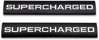 2pcs Metal Supercharged Emblem Car Logo Premium Auto Badge Rear Trunk Sticker Side Fender Decal (Black&White)