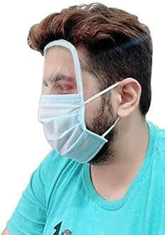 AUDITECH Disposable 3 Ply Surgical Face Mask with Transparent Shield for Men and Women Green/Blue