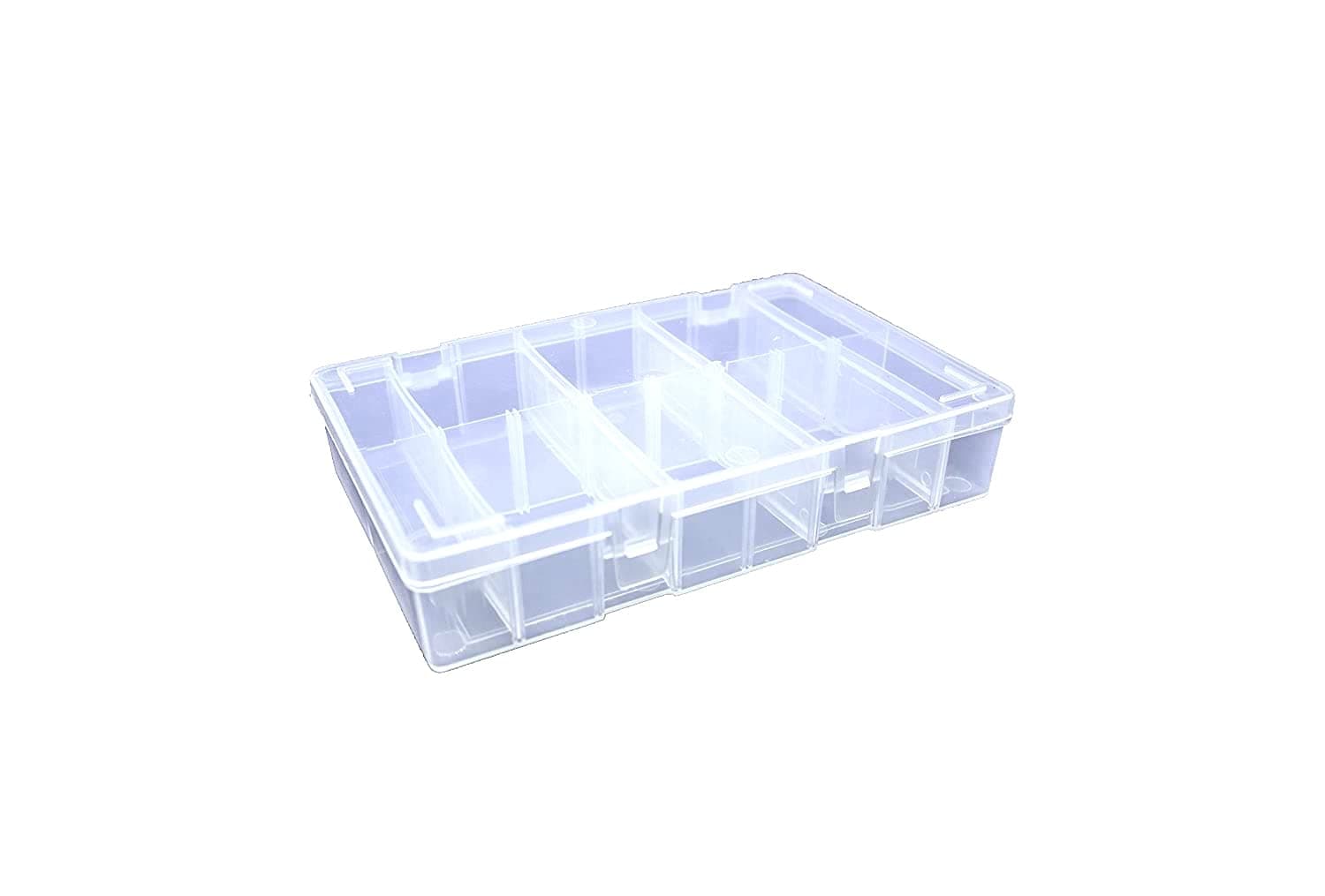 GLOBOMOTIVE Multipurpose Plastic Storage Box with 8 Removable Dividers (Transparent), Rectangular