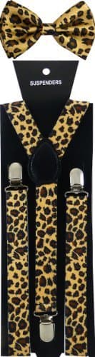 Nice Shades Combo Pack Suspenders & Bow Ties (Tan Leopard)
