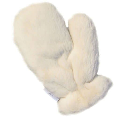 Cream Sheared Nutria Massage Glove Mitten - Double Sided Fur