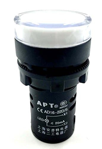 Indicator Light White 22mm LED Pilot Panel AC 220V 20mA Indicator Signal Lamp 2 Pack