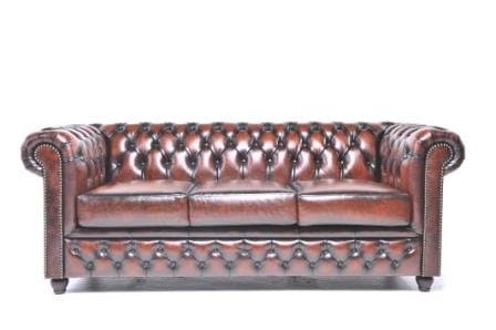 Original Chesterfield Sofa – 3 seater – Full Real Hand Washed Leather – Antique Brown