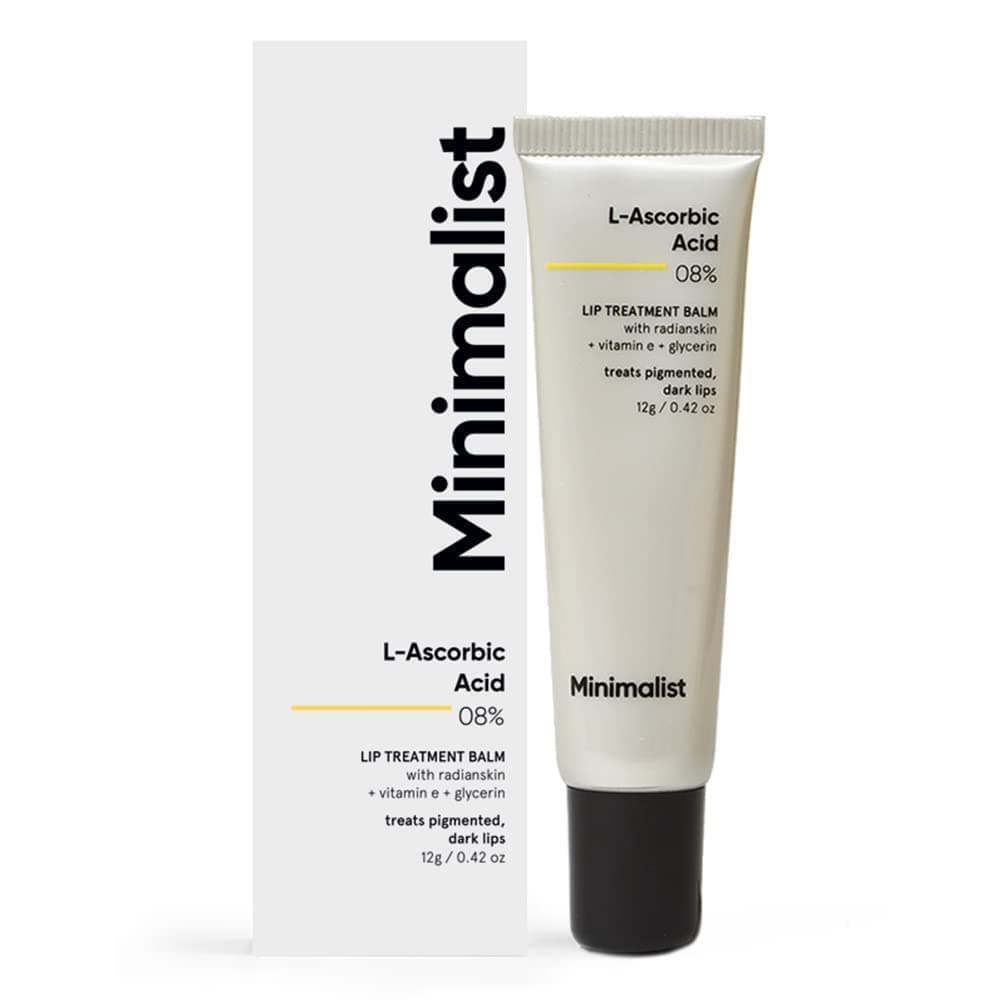Minimalist 8% L-Ascorbic Acid Lip Treatment Balm with Vitamin E, Radianskin & Glycerine for Pigmented & Dark Lips | 12 gm