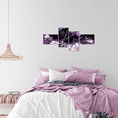 Runa Art Abstract Wall Picture Modern - 100% Made In Germany - Images Ornaments Black-and-White 4 Pieces 102442a