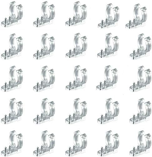 AKOAK LED Rope Light Clips Holder 50 Pieces PVC Clips with 100 Piecs Screws for LED Light Wall Mount and Bar Mount