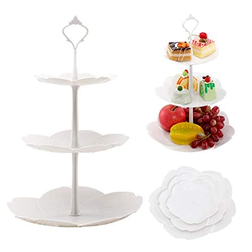 Dessert Stand 3 Tier Fruit Racks Plastic Cake Stand Tray for Wedding &Home&Party Serving Platter, Tea Party, Holiday Dinners, Happy New Year or Birthday