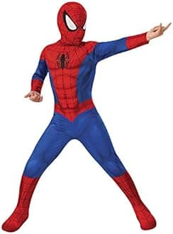 Rubies Spiderman Kids Costume with Attached Boot Covers and Fabric Mask Official Marvel Spider-Man Movie Costume for Halloween, Christmas, Carnival, Birthday