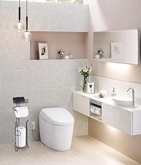 SunnyPoint Bathroom Heavyweight Toilet Tissue Paper Roll Storage Holder Stand with Reserve and Shelve, The Reserve Area Has Enough Space to Store Mega Rolls. (ORB)