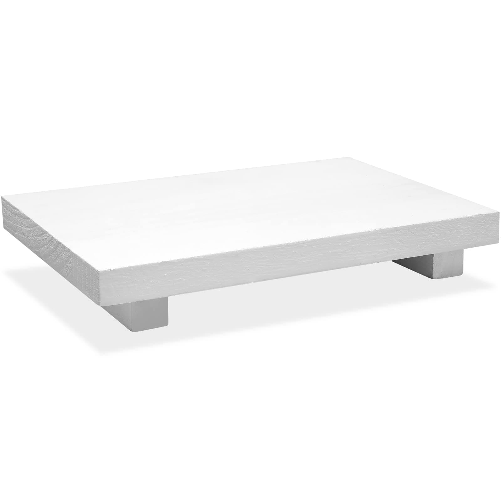 Nuogo Wood Riser Tray Soap, Stand Soap Tray for Kitchen Sink, Wood Pedestal for Kitchen Counter Sink Stand Decorative Rustic Bathroom Dishes for Plant Bottles Candles Display (White, 12 x 7 Inch)