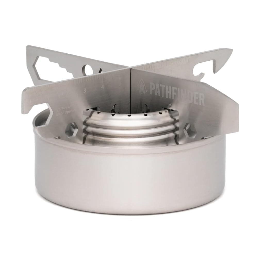 Alcohol Stove & Stove Stand Multi-Tool Bundle, Stainless Steel
