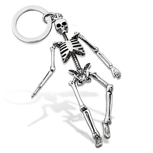 Foldable Skeleton Pendant Key Chain for Men Women Antique Silver Color Metal Alloy Skull Bag Charm Fashion
