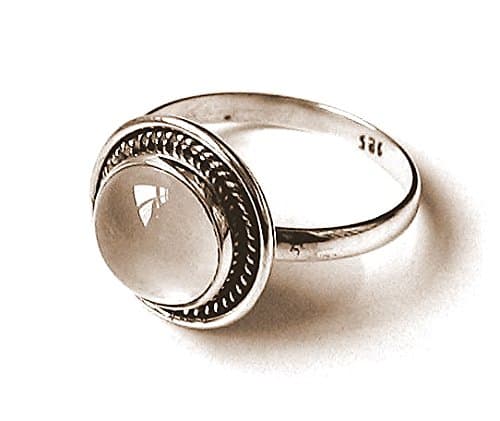 Shanya 925 Sterling Silver Ethnic Ring Rose Quartz Stone size 10 X 10 mm. Handcrafted Jewellery - Beautiful Gift. UK Size.