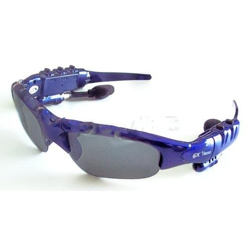 Blue Sunglasses With Mp3 Player 2 Gig Flash Drive Fm Radio And Flip-Up Lenses