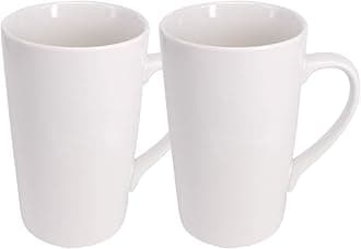 YBCPACK 2 Pack 16 OZ 450ml Porcelain Mug Coffee Cup Plain Large Tall White Ceramic Cup Milk Tea Coffee Mug with Handle