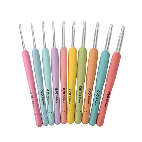 Crochet Hooks Handle Set 10 Pcs Mixed Metal Hook Crochet Template Kit Tpr Aluminum Knitting Needles For Loom Tool Band Diy Crafts 2.0 mm - 6.0 mm