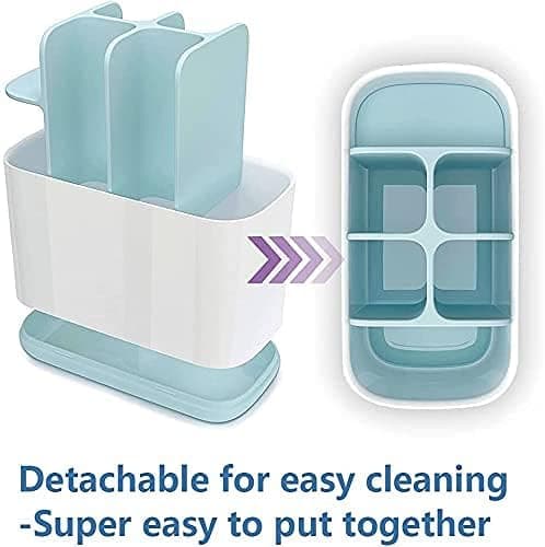 TEKCOOL Toothbrush Holders for Bathroom Multipurpose Storage Holder Stand for Bathroom Toothbrush Tongue Cleaner Soap Comb Razor Shaving Kit and Toiletries Cosmetics Organizer (White)