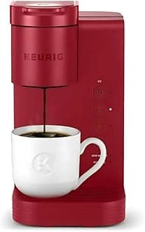K-Express Essentials Single Serve K-Cup Pod Coffee Maker with 45oz Reservoir Fast Brewing Back-to-Back Cups and Energy Efficient (Red)