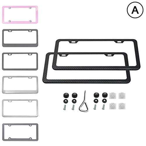 Ibetter 2 PCS Thick Slim Carbon Fiber License Plate Frames, Car Licence Plate Holder Covers with Bolts, Washers and Screw Caps for US Standard (2 Holes Slim Carbon Fiber)