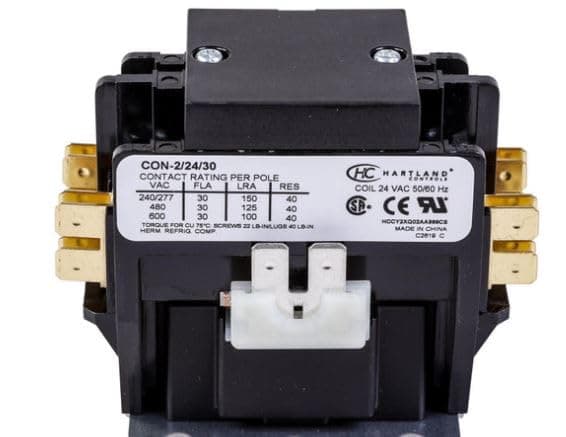 Hartland Controls 2 Pole 30 Amp 24 Volt Coil Contactor