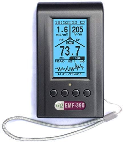 EMF Meter EMF Detector GQ EMF-390 Tri-Field Electromagnetic Radiation Detector 3-in-1 RF meter 5G Cell Tower Wifi 10G & Data Log 2.5G Spectrum Analyzer Radio Frequency Detector Ghost Hunting Equipment