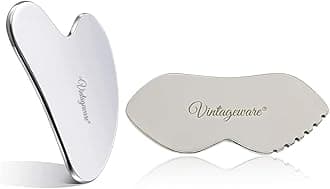 Vintageware® Stainless Steel Gua Sha Tool Combo – Lip & Heart Shaped Massage Tools for Face, Neck, Body | Medical Grade 304 Stainless Steel