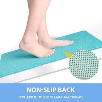 Non-Slip Bathtub Mat, 2 Pack Anti Slip Shower Mat, Fast Drying Bathtub Mats, Foot Scrubber Mat, Anti Slip Mat for Tub, Floor, Bathroom, Kitchen, Home, Hotel (Turquoise Blue 24"×16"+24"×16")