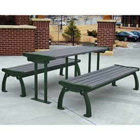 Heritage Picnic Table, Recycled Plastic, 6 Ft, Green & Gray