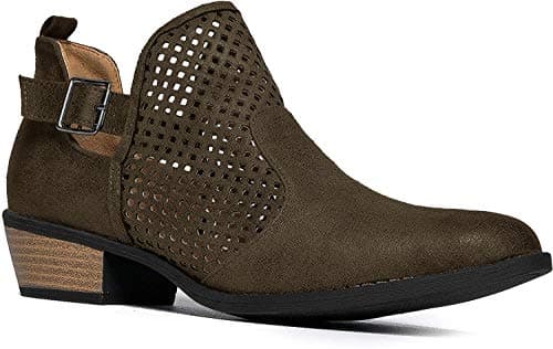 J. Adams Milton Perforated Booties - Western Distressed Laser Cut Ankle Boots