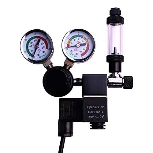 Aquarium Co2 Regulator Big Dual Gauge Display with Bubble Counter and Check Valve Solenoid Plant Grow DIY CO2 System for 110V CGA320 Side Open Cylinder