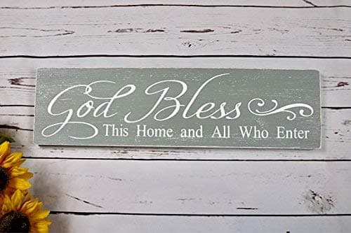 Monsety God Bless This Home And All Who Enter Rustic God Bless Home Sign God Bless Home Sign 5.25 x 20 Inch Home Wood Sign Funny Craft Wall Decor Plaque