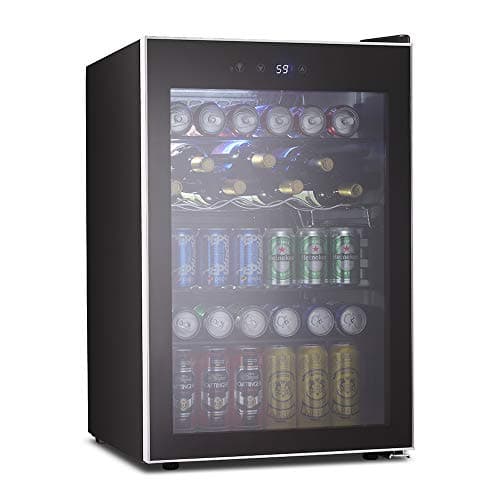 Kismile 4.5 Cu.ft Beverage Refrigerator and Cooler,126 Can Mini Fridge Glass Door with Digital Temperature Display for Soda,Beer or Wine,small Drink Dispenser Cooler for Home,Office or Bar (Silver)