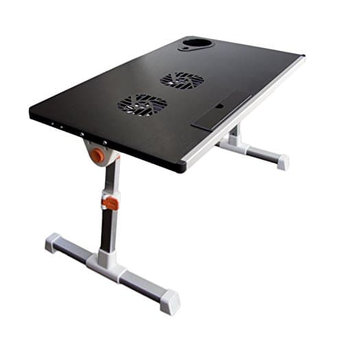 Portable Height Adjustable Folding Aluminium Laptop Stand Desk Table, Vented w/ CPU Fans, Light Weight