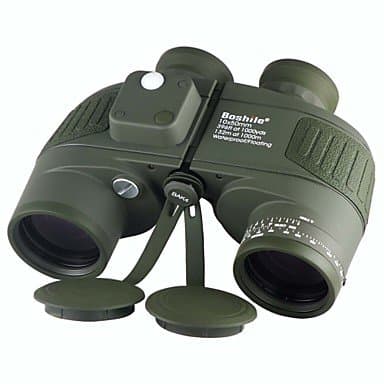 Boshile 10X50 Waterproof Night Vision Navy Binoculars Telescope with Rangefinder and Compass US Army Green