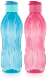 Plastic Fliptop Water Bottle 1000 ml Pack of 2 (Multicolor)