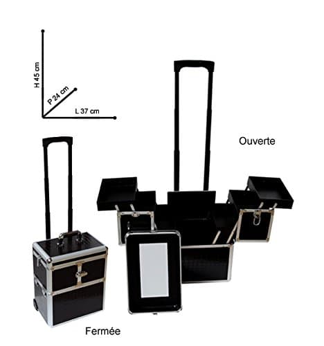 Make-up suitcase trolley black crocodile PM Parisax 6 Months Guarantee (E)