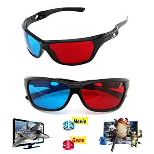 2 Pack 3D Glasses for TV Cyan Red Blue 3 Dimensional Glasses for Anaglyph Stereoscopic Movie Comic Book Photo Projector Computer Screen Game DVD Film Television Home Theater