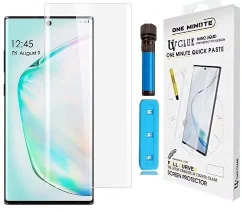 Crixus® Tempered Glass for Samsung Galaxy Note10 Fully curved edge to edge UV screen protector (One Minute Quick Fix)