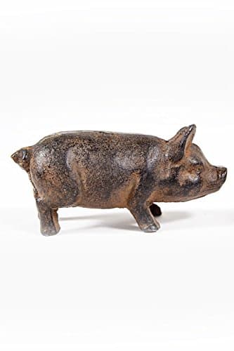 Antiqued Cast Iron Standing Pig Statuette Paperweight