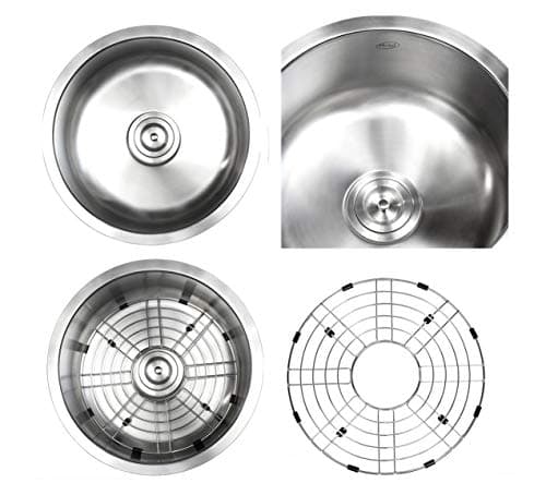 17 Inch Stainless Steel Undermount Single Bowl Kitchen/Bar / Prep Sink Round with FREE ACCESSORIES