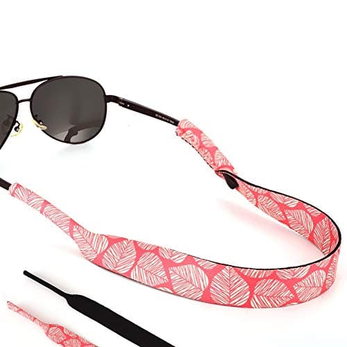 Lovac Sunglass Straps,[2 Pack]Durable&Soft Men/Women glasses strap,Designed with Floating Neoprene Material,Ideal for Fishing, Biking, climbing(The Leaf＆Black)