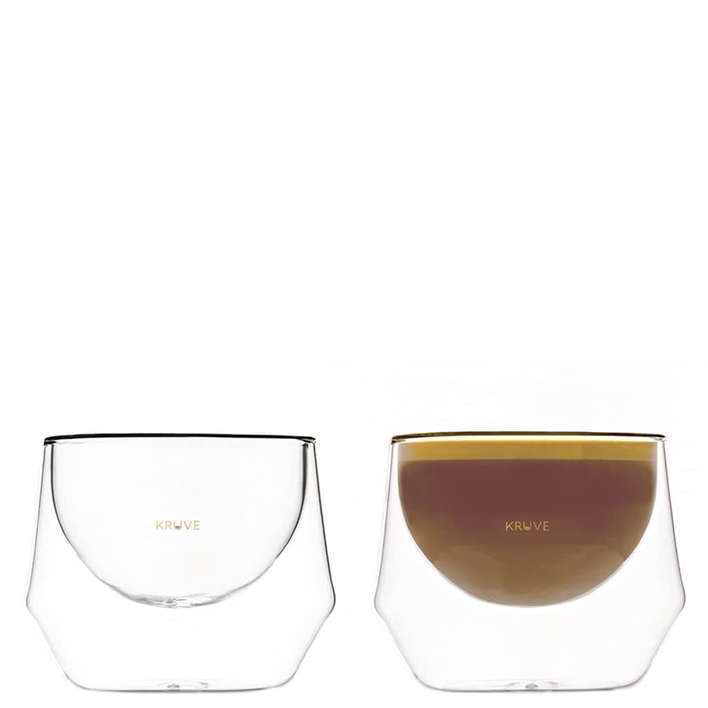 KRUVE IMAGINE Coffee Cups - Handcrafted Double-Wall Glass Cups (Set of 2, (50oz/150ml) - Perfect for Latte Art & Espresso - Durable Borosilicate Glass - Ideal for Coffee Mugs Lovers - Cortado
