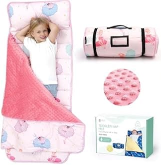 ACRABROS Toddler Nap Mat with Pillow and Blanket, Extra Large Rolled Napping Mats,Slumber Bags for Boys Girls,Kids Sleeping Bag for Daycare, Preschool Travel Camping, Ballet, King