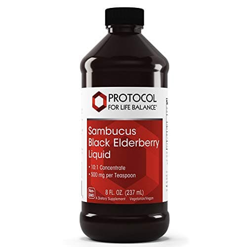 PROTOCOL FOR LIFE BALANCESambucus Black Elderberry Liquid - 500 mg Black Elderberry - for Wellness Support - with Naturally Occurring Compounds - Non-GMO, Kosher & Vegan - 8 fl oz